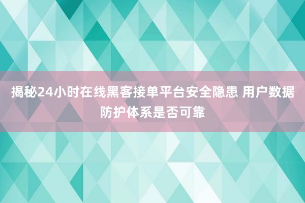 揭秘24小时在线黑客接单平台安全隐患 用户数据防护体系是否可靠