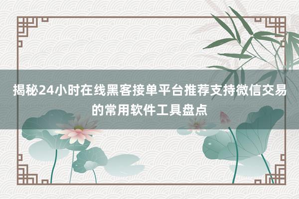 揭秘24小时在线黑客接单平台推荐支持微信交易的常用软件工具盘点