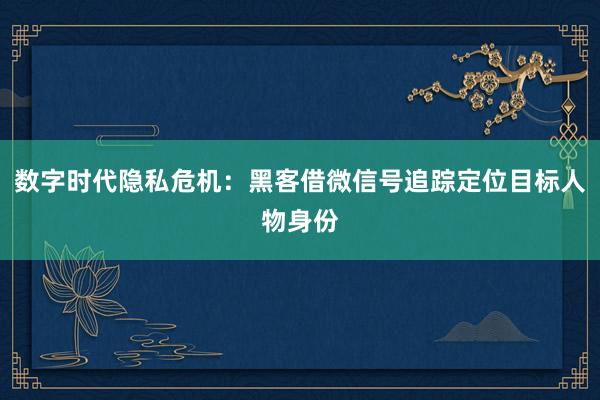 数字时代隐私危机：黑客借微信号追踪定位目标人物身份