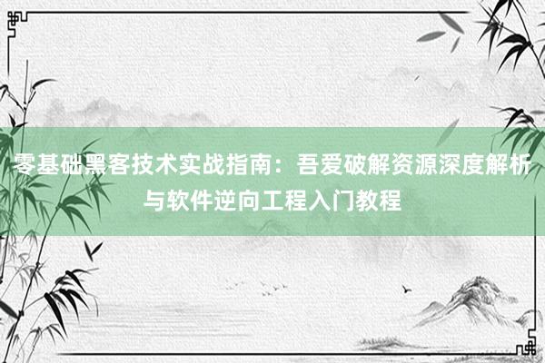 零基础黑客技术实战指南：吾爱破解资源深度解析与软件逆向工程入门教程