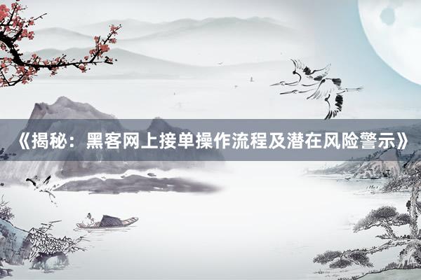 《揭秘：黑客网上接单操作流程及潜在风险警示》